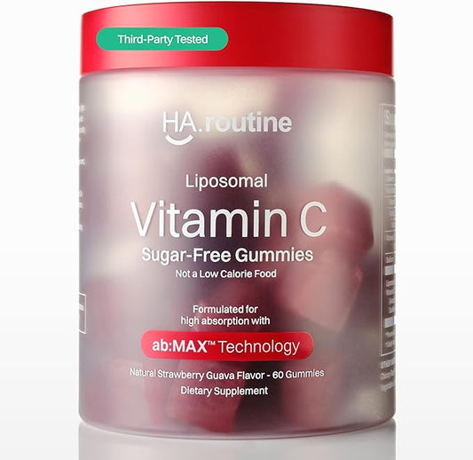 Liposomal Vitamin C Sugar-Free Gummies - 500mg, 60 Gummies, 30 Servings, Immunity Booster, Collagen Support, Antioxidant, Eco-Friendly Jar- Strawberry Guava Flavor
