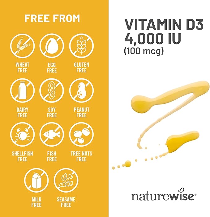 NatureWise Vitamin D3 4000iu (100 mcg) 30-Day Supply for Immune Support, Healthy Muscle Function, and Bone Health - Non-GMO, Gluten Free in Organic Extra Virgin Olive Oil, (Mini Softgel), 30 Count
