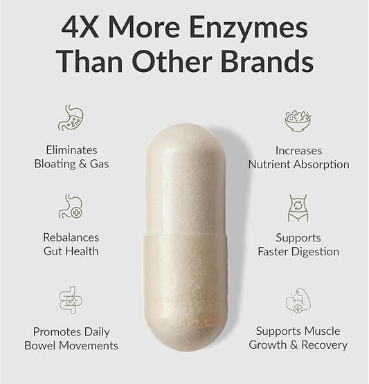BIOptimizers MassZymes - Complete Digestive Enzymes Supplement for Gut Health - Bloating Relief for Men and Women - Lipase Amylase Bromelain Digestive Enzymes (30 Capsules)