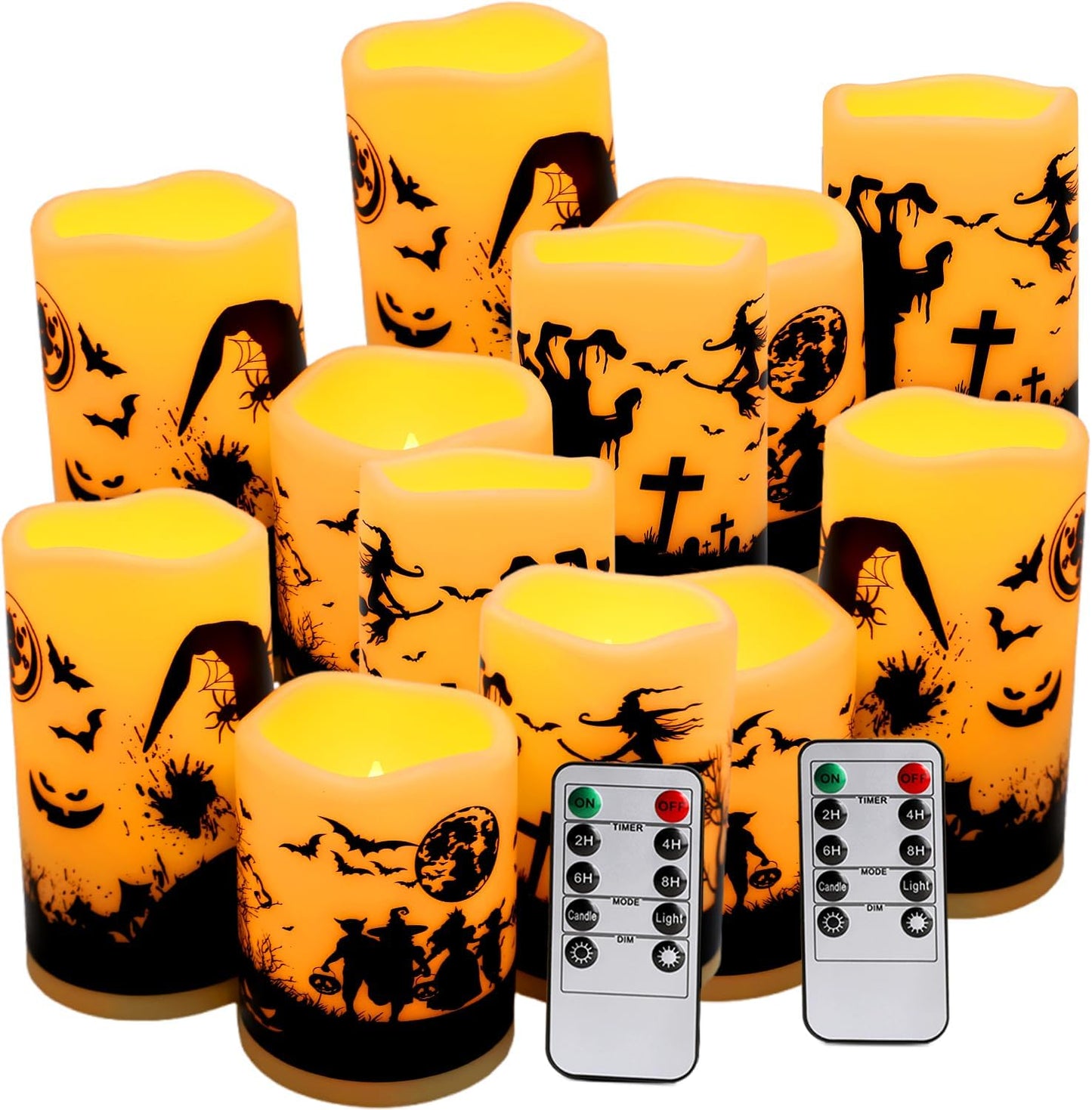 12-Pack Waterproof -Flameless Led Candles，Remote Control and Timer Functions for Halloween and More Decorations（3 Sizes）