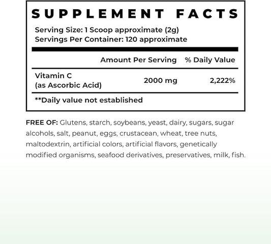 Immune & Genetics Protocols LLC Vitamin C High Potency* 2000 mg - Versatile and Powerful (120 Servings/4 Month approximate)