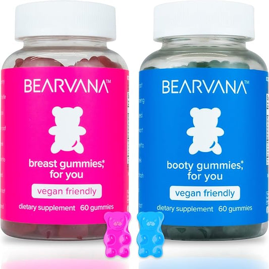 BEARVANA Top Support & Peach Support Combo Pack Gummies for Women | Workout Aid | Fitness Supplement | 9 Herbal Extracts Including Fenugreek, Maca Root, Fennel Seed | Essential Vitamins| Berry Flavor