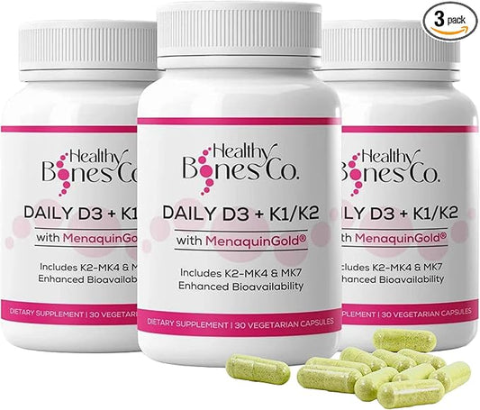 Premium D3/K2 - Full Spectrum Vitamin K2 MK7 + MK4 + D3 2000iu + K1, Daily D3 + K1/K2 Supplement, Highly Bioavailable VIT D Supplements and Vitamins for Strong Bones & Immune Support - 3 Pack