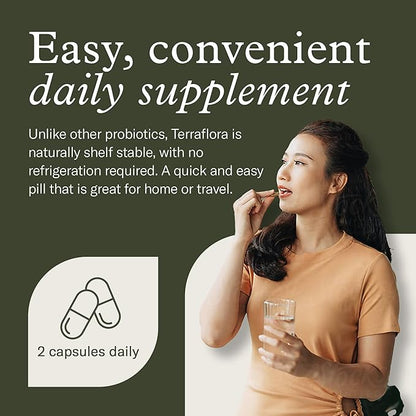 Terraflora Advanced Care Synbiotic - SBO Probiotic and Prebiotic, Digestive & Gut Health, Soil Based Spore Pre and Probiotics for Women and Men with Bacillus Coagulans, Subtilis, Vegan - 60 Capsules