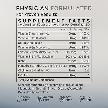 InfiniWell Methylated B Complex - Methylated Multivitamin with B Vitamins - High-Potency, Active Forms for Nervous System, Immune & Adrenal Health - Promotes Healthy Methylation (90 Capsules)