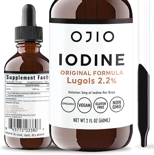 Lugols Iodine Solution 2% - 1 Year Supply - High Potency Liquid Oral Iodine Drops with Superior Absorption – Improves Overall Health & Energy for Women, Men, Kids - 2 fl Oz (Pack of 1)