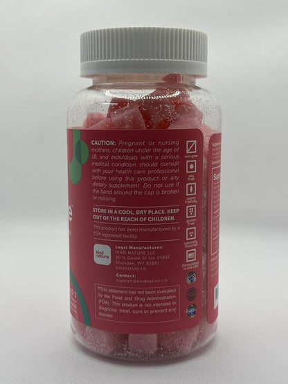 Kind Nature Myo-Inositol & D-Chiro Inositol Gummies with Vitamin D & Folate - Ideal 40:1 Ratio - 30 Day Supply