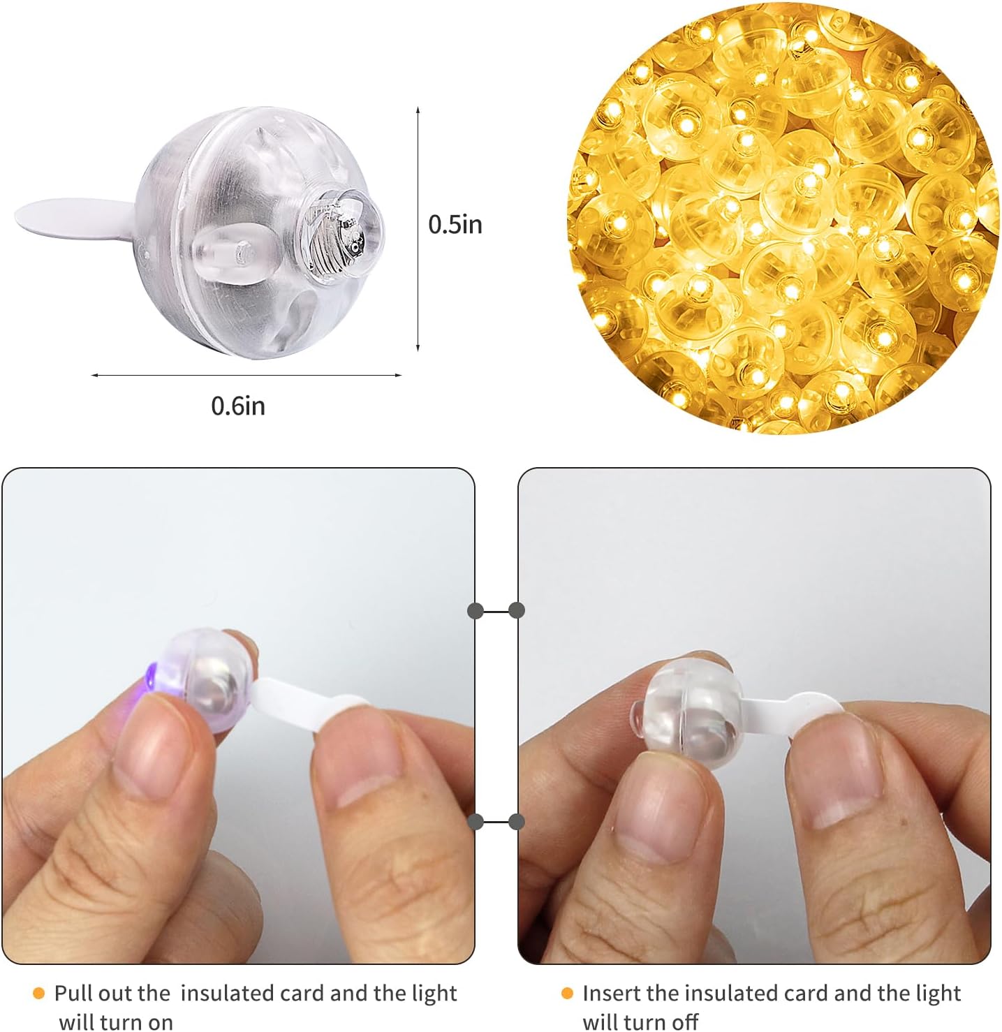 Aogist 50Pcs Balloon Lights with Hook,Long Standby Time,Waterproof Mini Light for Birthday Party Wedding Christmas Halloween Easter Decorative (Steady, Warm White)