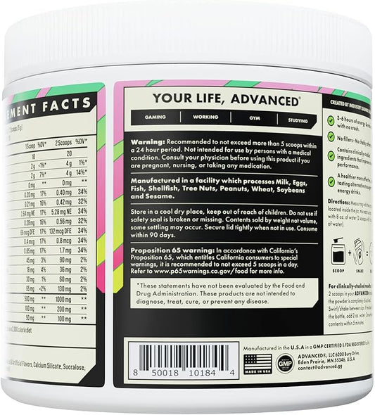 Advanced Energy - Energy Boosting Formula with Electrolytes for Hydration - L-Theanine to Combat Jitters - Sugar Free & Keto Friendly - No Maltodextrin (40 Servings) (Guava Berry)
