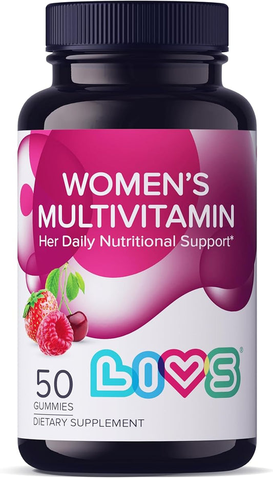 Women's Multivitamins Gummy Vitamin - Multivitamin for Women, Gummy Vitamins, All-Natural, Gluten-Free, Non-GMO, Womens Vitamins Gummies - Strawberry, Cherry, & Raspberry Flavored, 50 Count