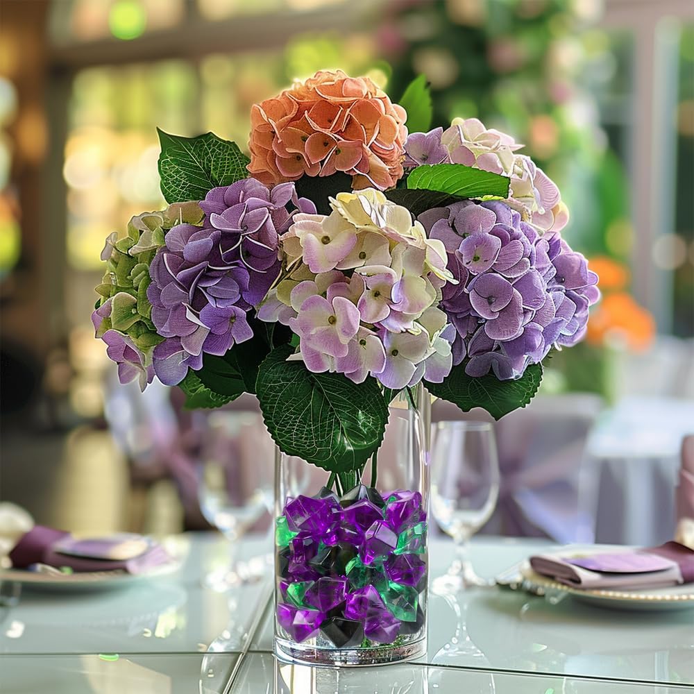 HappyFiller Halloween Decoration Fake Ice Rocks Crystal Cubes Stones for Vase Fillers,Party Decor, Crafts,Pirate Treasure Jewels Plastic Gemstone,Table Scatters,Mix Purple Green Black,15 OZ