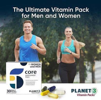 Daily Vitamin Packs for Men & Women – Multivitamin with Omega 3 for Heart Health, Immune Support with Elderberry, Vitamin C & Zinc, Eye Vitamins Lutein & Zeaxanthin – Planet 3 Vitamin Packs
