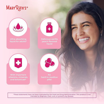 MaryRuth Organics USDA Organic Multivitamin for Women, Sugar Free Womens Multivitamin, Liquid Vitamins for Women, Immune Support Supplement, Ashwagandha, Methylfolate, Vegan, Non-GMO, 15.22 Fl Oz