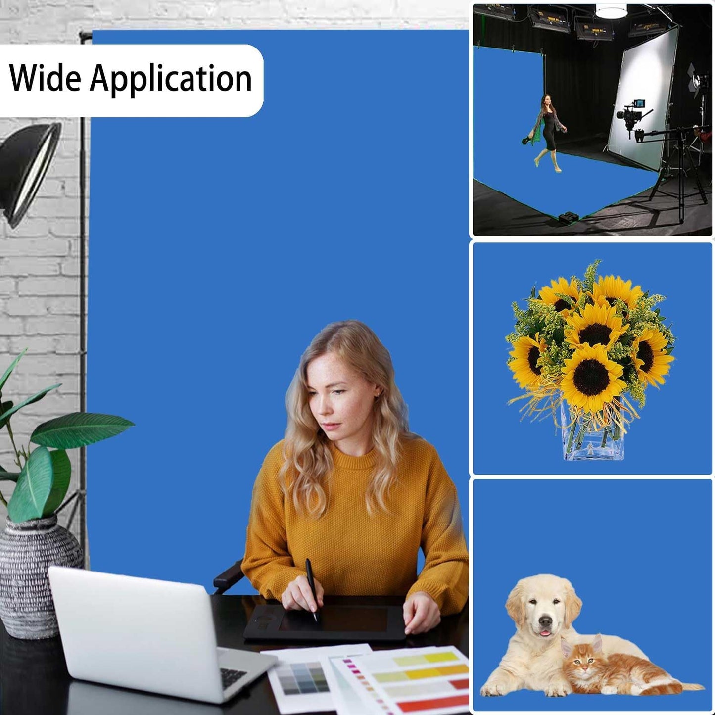 Royal Blue Backdrop, Photo Booth Portrait Photography Backdrops, Studio Blue Screen Backdrop for Photoshoot Streaming Video Shooting, Blue Photo Backdrop 10x10ft