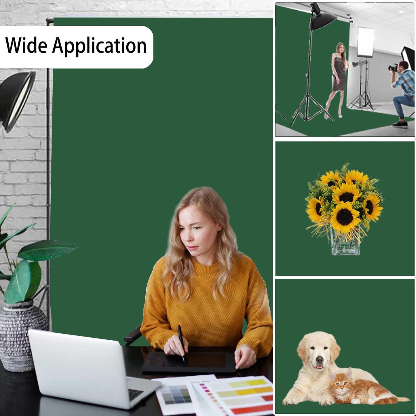 Dark Green Photography Backdrop for Photoshoot, Photo Backdrop Curtain, Perfect Dark Green Backdrops for Party Portrait Photoshoots Video Studio 8FTx10FT