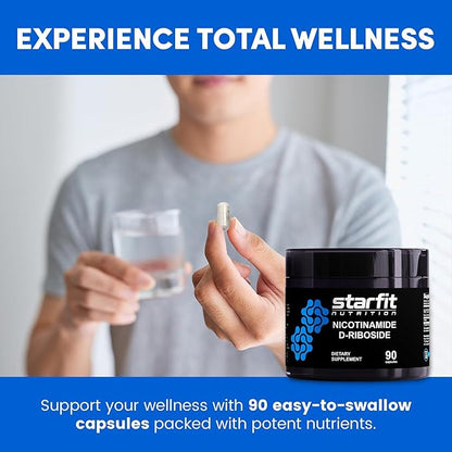 STARFIT - Nicotinamide D-Riboside (2 Pack), Booster NAD+, Energy & Focus Supplement, Anti-Aging Cellular Support, Total 180 Capsules