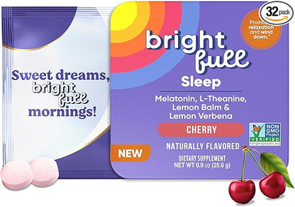 Natural Sleep Aid with Melatonin, Ashwagandha, Lemon Balm & L-Theanine – Drug-Free Sleep Support Supplement – Restful Sleep, Back to Sleep – Cherry Flavor – 32 Chewable Tablets