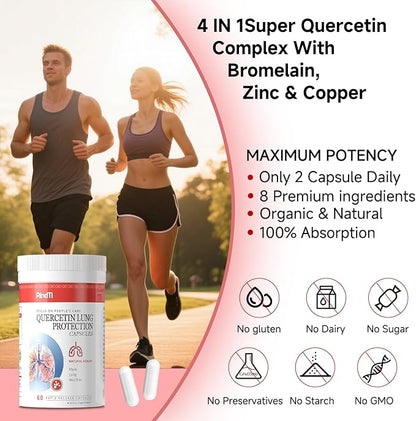 Quercetin with Bromelain,Quercetin 500mg Capsules,Immune Health,Respiratory Wellness,60 Capsules
