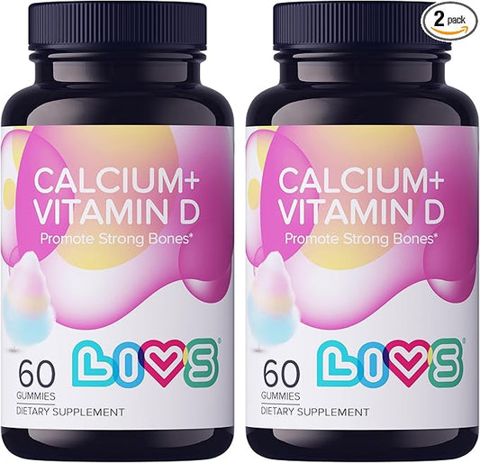 Calcium & Vitamin D3 Gummies – 170mg Calcium + Vitamin D3 Per Serving | Sugar Free, Vegan, Gluten‑Free & Kosher | Calcium Supplement for Bone & Muscle Support | Cotton Candy Flavor – 120 Count