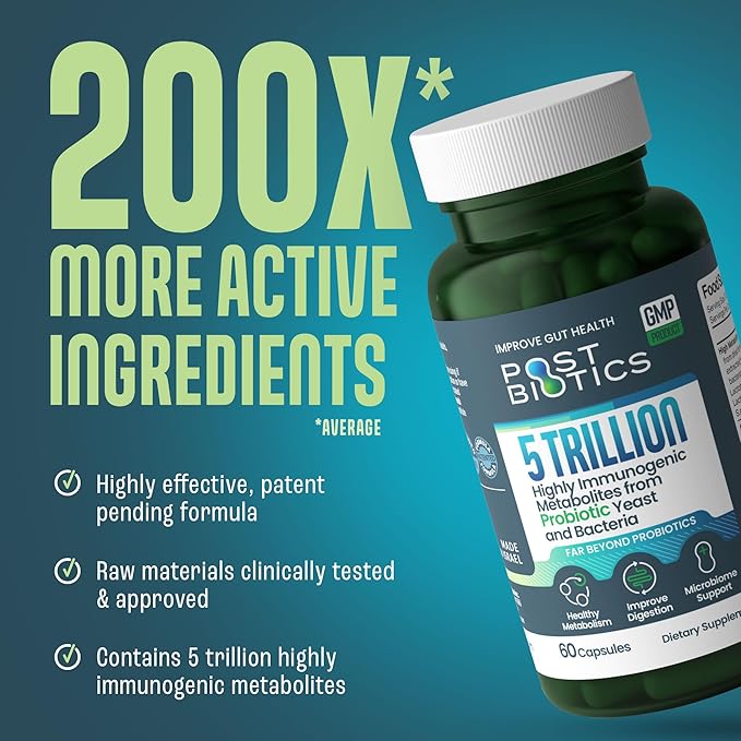 NAVEH PHARMA Adult Postbiotics Capsules for Women and Men | Postbiotics for Gut Health with 200X Ingredients Than Probiotic and Prebiotic | Supports Immunity, Digestion, Microbiome & Metabolism