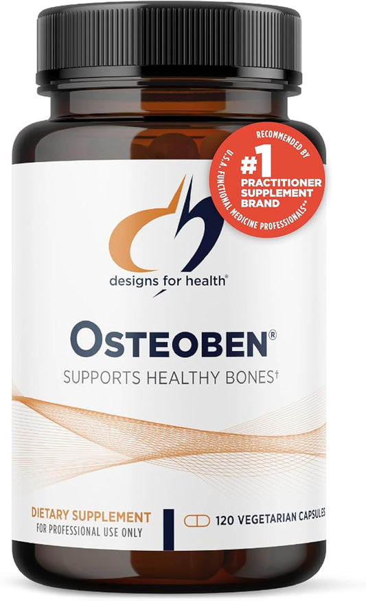 Designs for Health Bone Support Formula - Osteoben with Soy-Free Genistein Complex - Non-GMO Bone Vitamins Supplement with Vitamin D, K, Zinc, Calcium + Magnesium (120 Capsules)