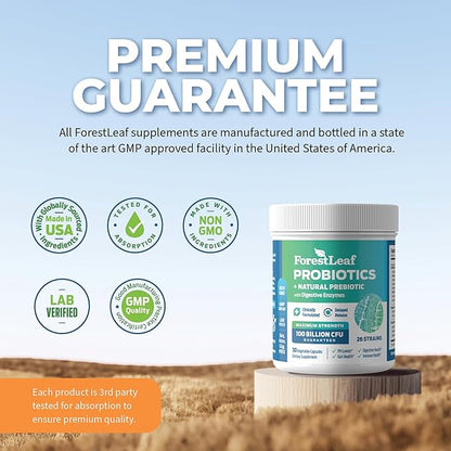 Probiotics for Men and Women, 100 Billion CFU, 26 Unique Strains, Men's and Women's Probiotic and Prebiotics Support Digestive Health, Gut Wellness, Energy, Mood, Immune, PH Balance (30 Caps)