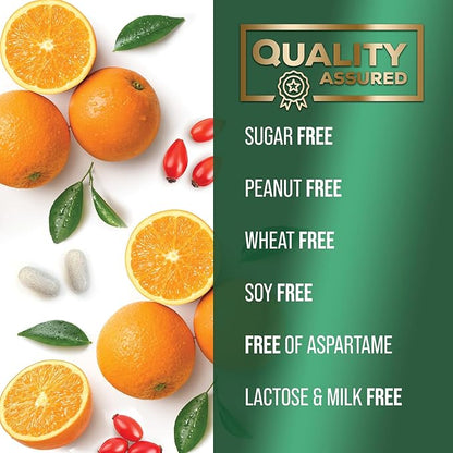 Vitamin C Chewable 1000mg - Extra Strength Antioxidants for Powerful Immune Support w/Vitamin C & Rose HIPS - Potent Dietary VIT C Chews Supplement, Natural, Vegan, Gluten-Free, Non-GMO - 120 Tablets