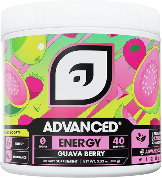 Advanced Energy - Energy Boosting Formula with Electrolytes for Hydration - L-Theanine to Combat Jitters - Sugar Free & Keto Friendly - No Maltodextrin (40 Servings) (Guava Berry)