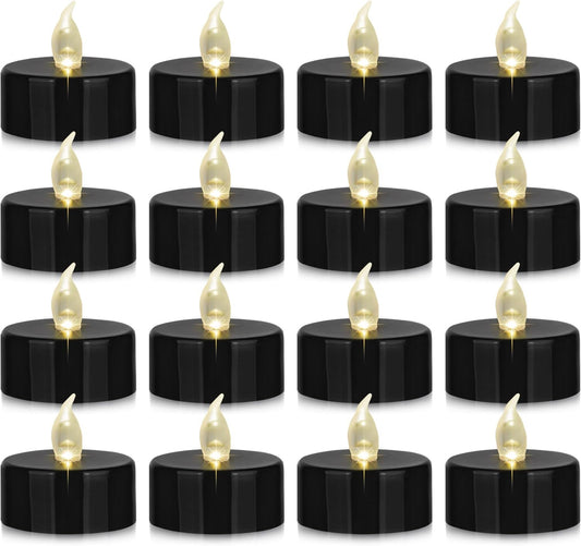 Nancia 12PACK Flameless LED Tea Lights Candles, Realistic and Bright Flickering Long Lasting 200Hours Battery-Powered, Ideal Party, Wedding, Birthday, Gifts Home Decoration Black