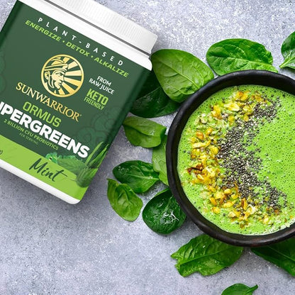 Organic Greens Powder Superfood Complex | Organic Super Greens Powder from Raw Juice with Probiotics Moringa Leaf & Electrolyte Minerals | Vegan Non-GMO No Added Sugar (Mint, 45 Servings)