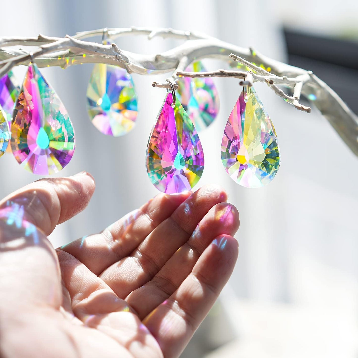 10 Pack Colorful Crystal Prisms Suncatcher,Sun Shine Catcher Rainbow Pendants,Crystals Prisms for Windows,Glass Hanging Decor for Home Garden Wedding DIY Ornament