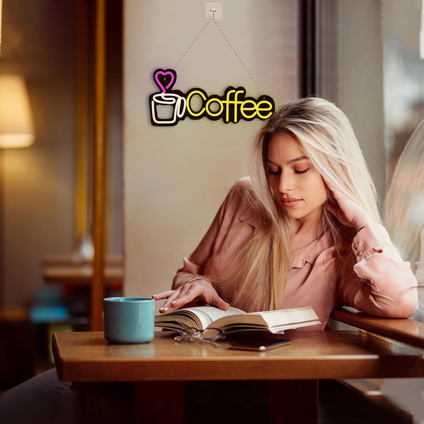 Coffee Neon Sign LED lights for Business,Dimmable 5V USB Powered for Wall Decor - LED Light Up Sign for Club Windows Glass Party-Restaurant Room Decoration Gift for Friends (15.1 * 7.1in)