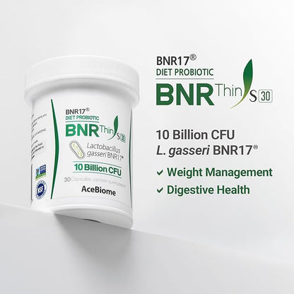 BNRThin S30, Lactobacillus Gasseri BNR17, 10 Billion CFU Guaranteed, 30Capsules