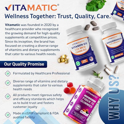 Vitamatic Clostridium butyricum 25 Million - Gut Health - 60 DR Capsules (Delayed Released) - Made with Prebiotic Inulin Fiber