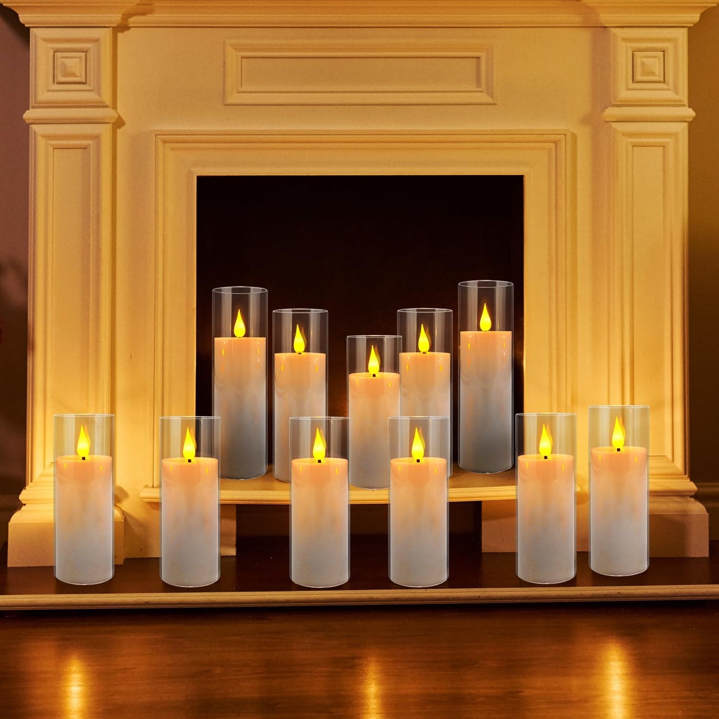 Flickering Flameless LED Candles, 24 Pcs Battery Operated Acrylic LED Pillar Candles with 4 Remote Controls & Timer Function - Safe for Home, Wedding, Outdoor Decor, Halloween, Christmas Party.