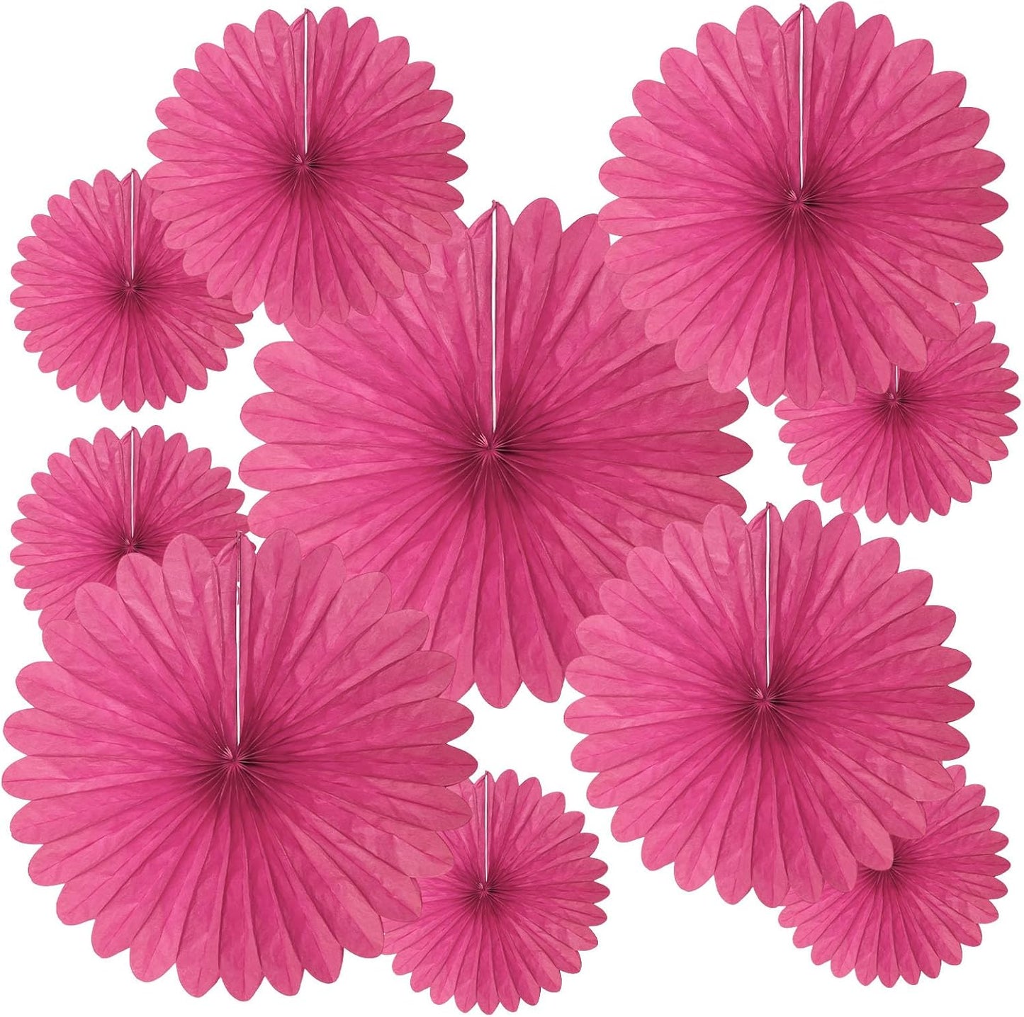 20 Pcs Fuchsia Hanging Paper Fan, Round Paper Fans Decorations Set for Weddings, Birthdays, Engagement, Bridal Shower, Baby Shower Event, Graduation, Party Supplies Decor