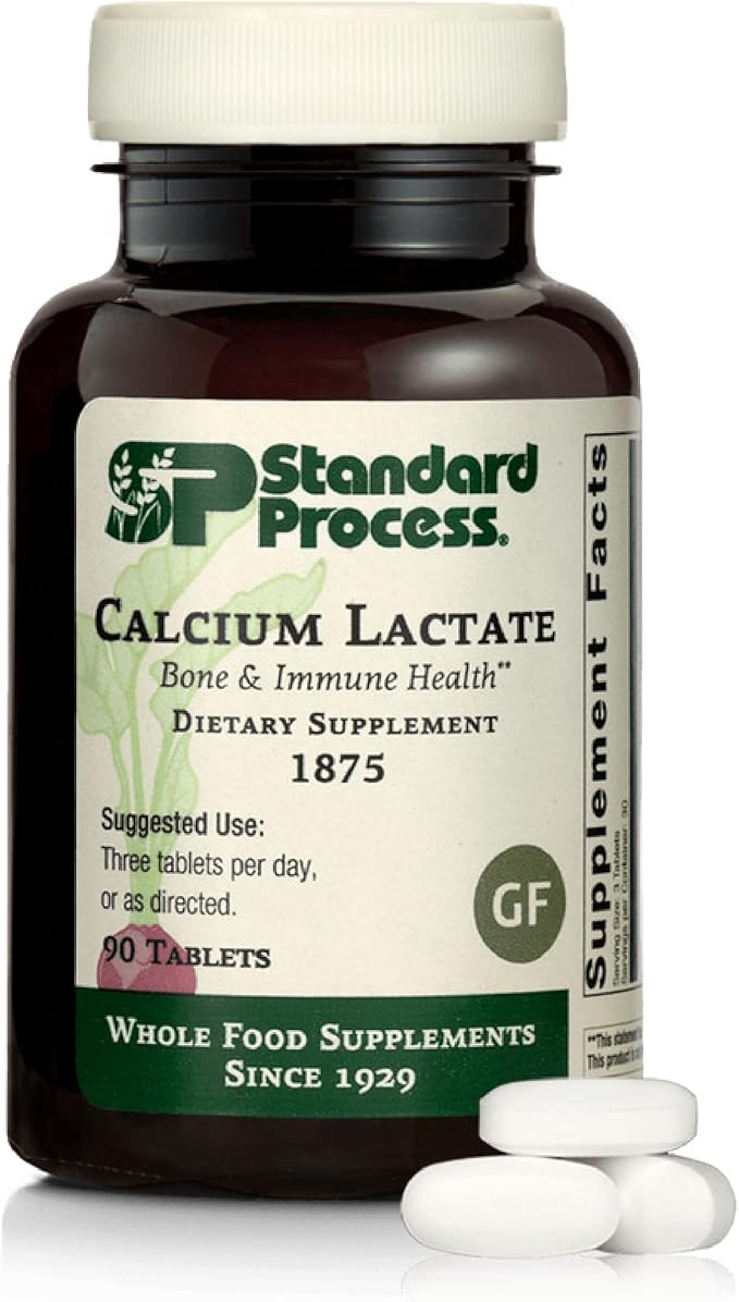 Standard Process Inc. Calcium Lactate - Immune Support and Bone Strength - Bone Health and Muscle Supplement with Magnesium and Calcium - 90 Tablets