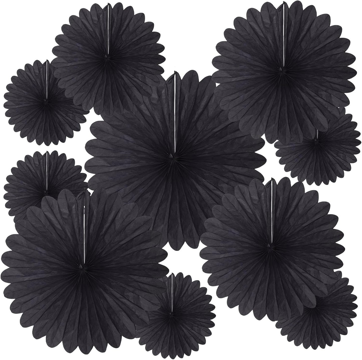 20 Pcs Black Hanging Paper Fan, Round Paper Fans Decorations Set for Weddings, Birthdays, Engagement, Bridal Shower, Baby Shower Event, Graduation, Party Supplies Decor