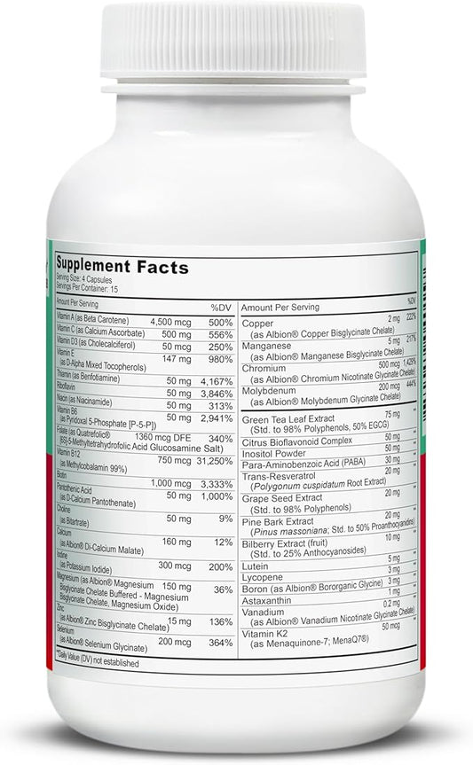 LIVELY VITAMIN CO. Multivitamin - 37 Vitamins Minerals and Extracts - Energy - Memory - Immune Function - Heart- Brain - Focus - Mood - Antioxidants - Dairy Gluten Soy Free - 60 Vegetarian Capsules