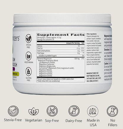 BIOptimizers Magnesium Breakthrough Drink - 8 Forms of Magnesium, Electrolytes, Sleep Health, Stress, Muscle Recovery, Heart Support | Glycinate, Citrate, Malate - Fruit Punch