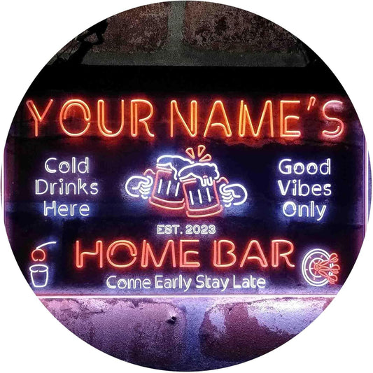 ADVPRO Personalized Your Name Custom Home Bar Beer Established Year Dual Color LED Neon Sign White & Orange 12 x 8.5 Inches st6s32-p1-tm-wo