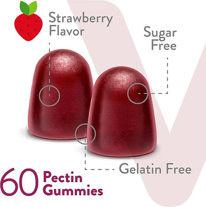 VITEEY Vitamin B Complex Gummies with Vitamin C, Sugar Free - Energy, Metabolism & Nerve Health - B6, B12, Folic Acid, Biotin - Vegan, Gelatin Free, GMO Free - Tasty Chewable Strawberry Flavored Gummy