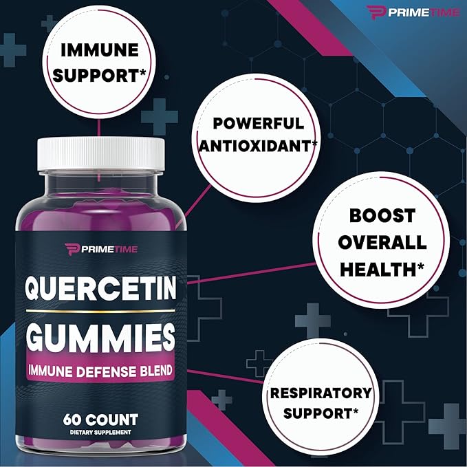Quercetin + Zinc + Vitamin C 1000mg Gummies Supplements with Elderberry, Flavonoid Vitamin for Kids Adults Immunity, Immune Support Gummy Booster Vegan (2 Pack) 60 Count (Pack of 2)