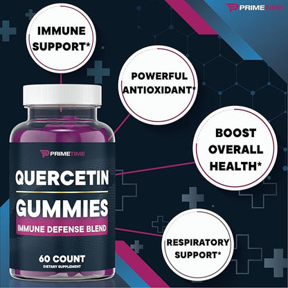 Quercetin + Zinc + Vitamin C 1000mg Gummies Supplements with Elderberry, Flavonoid Vitamin for Kids Adults Immunity, Immune Support Gummy Booster Vegan (2 Pack) 60 Count (Pack of 2)