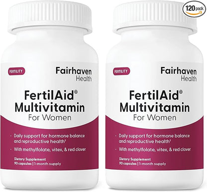 Fairhaven Health FertilAid for Women | Prenatal Vitamin Fertility Supplements for Women | Conception for Her with Vitex and Folate | Support Cycle Regularity and Ovulation* | 180 Capsules