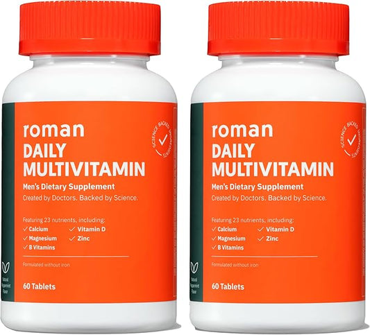 Ro Daily Multivitamin for Men | Supports Physical Activity, Brain + Heart Health, and Immune System with 23 Key Nutrients Including Calcium, Magnesium, and Zinc | 60-Day Supply (120 Tablets)