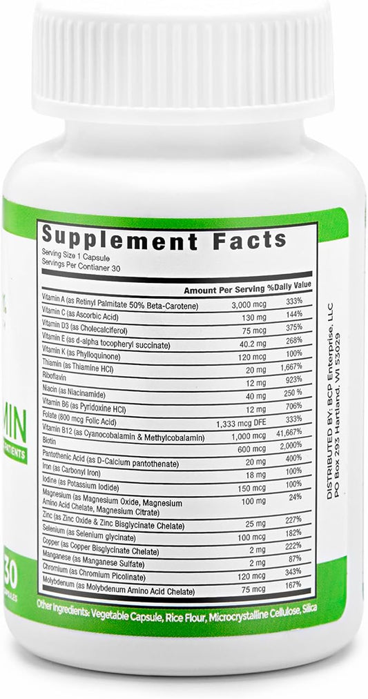 BariSlim Once Daily Bariatric Multivitamin Capsule - 18mg of Iron - Bariatric Vitamin & Supplement for Post Surgery Including Gastric Bypass & Gastric Sleeve | 30 Day Supply