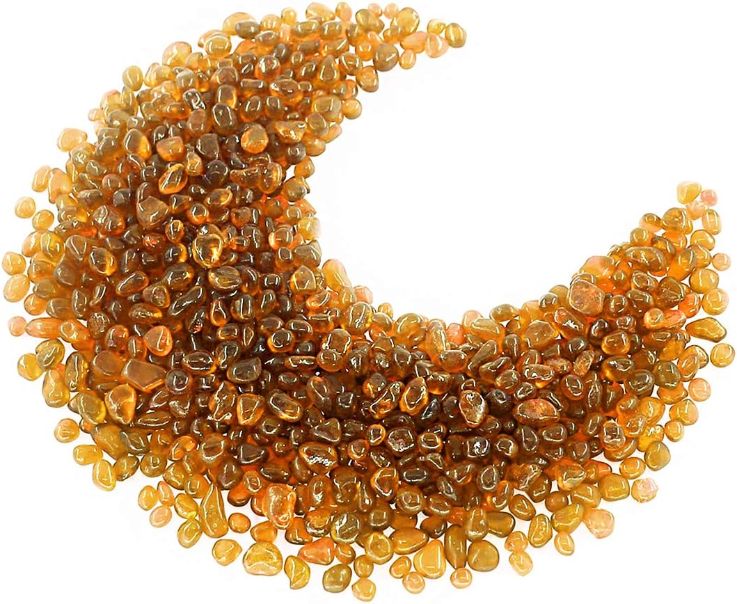 Hilitchi Glass Stones Non-Toxic Beautiful Smooth Vibrant Colors Vase Filler, Table Scatter, Aquarium Fillers, Gems Displaying, Gem Glass Confetti [Amber Stone Aprox. 1lb(455g)/Bag]