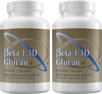 Immune Support Supplement Highly Purified Beta Glucan 100 mg per Capsule (beta-glucan Fiber) (Pack of 2)