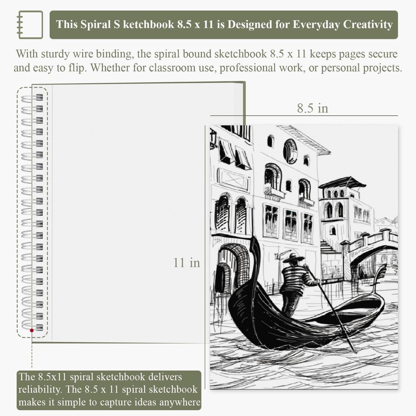 Sketch Book 8.5 x 11, Sketch Pad, Pack of 1 (68lb/100gsm), 100 Sheets Spiral Sketchbook, Acid Free Drawing Paper, Sketch Pads for Drawing for Adults, Art Paper for Drawing and Painting for Kids.